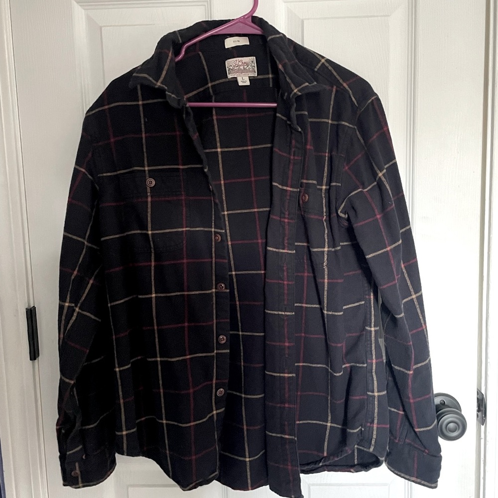 J Crew Large Black Flannel